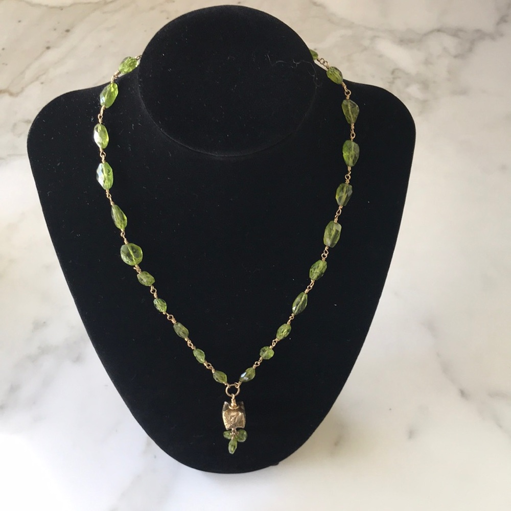 Gold and Green Gemstone Necklace